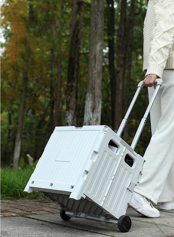 Folding shopping cart with wheels，Multifunctional Car, Portable Rolling  Trolley with Adjustable Handle,Storage Boot Cart Box for Grocery , Moving, Luggage, Camping ，Grey (38*34*35cm) - Image 1