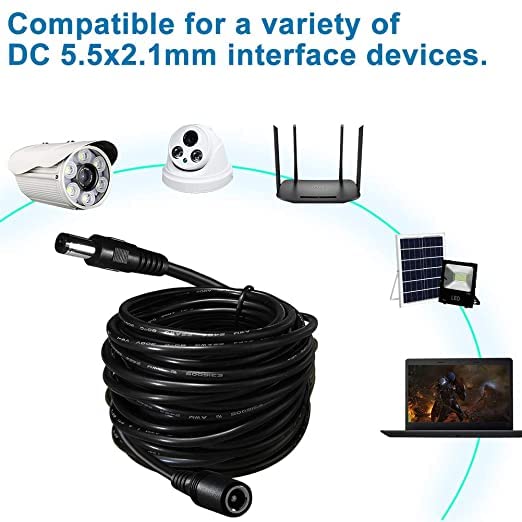 KEBILSHOP Dc Male to Female Power/Adapter Extension Cable dc Plug Extension Cord 5.5mm x 2.1mm 12v Extension for CCTV,LED Strip (5 M/16 Feet),Black - Image 5