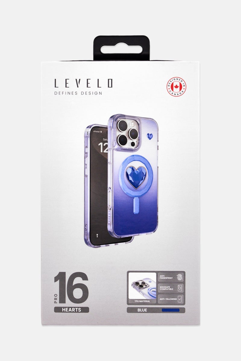 LEVELO iPhone 16 Pro Hearts Magsafe Phone Case, Blue - Image 3