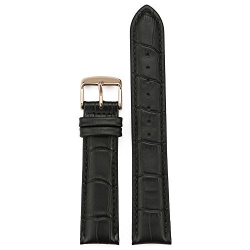 iStrap Leather Watch band Alligator Grain Calfskin Replacement Strap Stainless Steel Buckle Bracelet for Men Women-18mm 19mm 20mm 21mm 22mm 24mm-Black Brown - Image 5