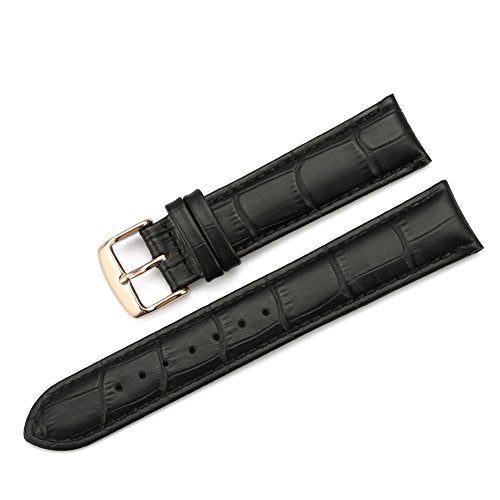 iStrap Leather Watch band Alligator Grain Calfskin Replacement Strap Stainless Steel Buckle Bracelet for Men Women-18mm 19mm 20mm 21mm 22mm 24mm-Black Brown - Image 1