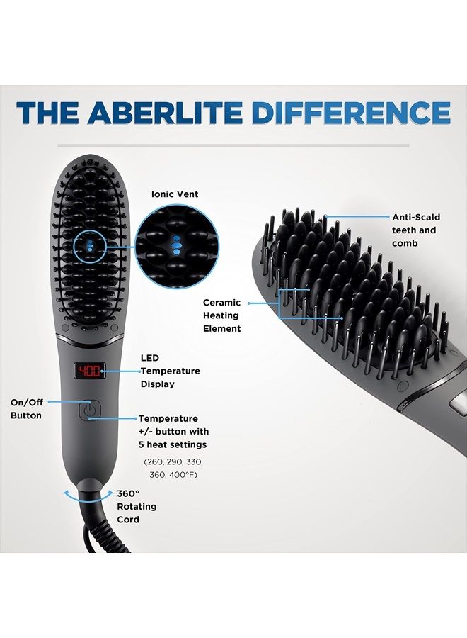 Aberlite Pocket - Compact Beard Straightener for Men - Ionic & Anti-Scald Technology - Beard Straightening Heat Brush Comb Ionic - for Home and Travel - Image 5