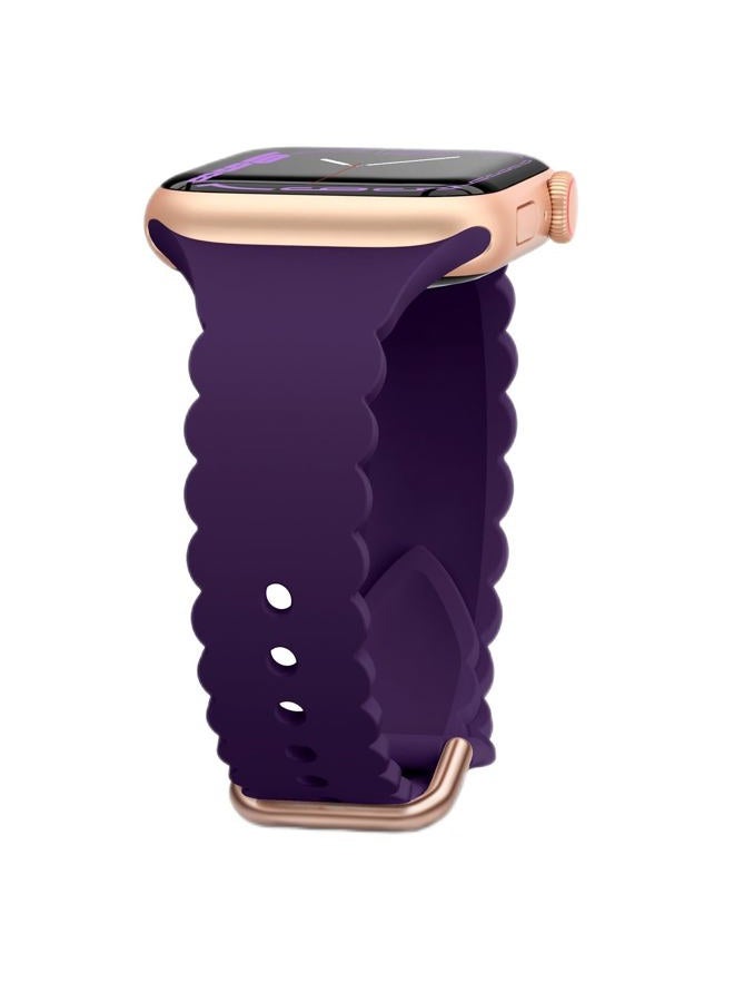 Sunnywoo حزام سيليكون دانتيل متوافق مع أساور ساعة آبل 38mm 40mm 41mm 44mm 42mm 45mm 49mm، حزام رياضي ناعم للنساء بديل لساعة آي ووتش سلسلة ألترا 8 SE 7 6 5 4 3 2 1 9، بنفسجي - Image 1
