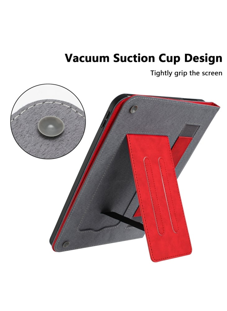 For Samsung Galaxy Tab A9+ Stand Case Auto Wake/Sleep PU Leather Tablet Cover with Wallet/Hand Strap - Red - Image 2
