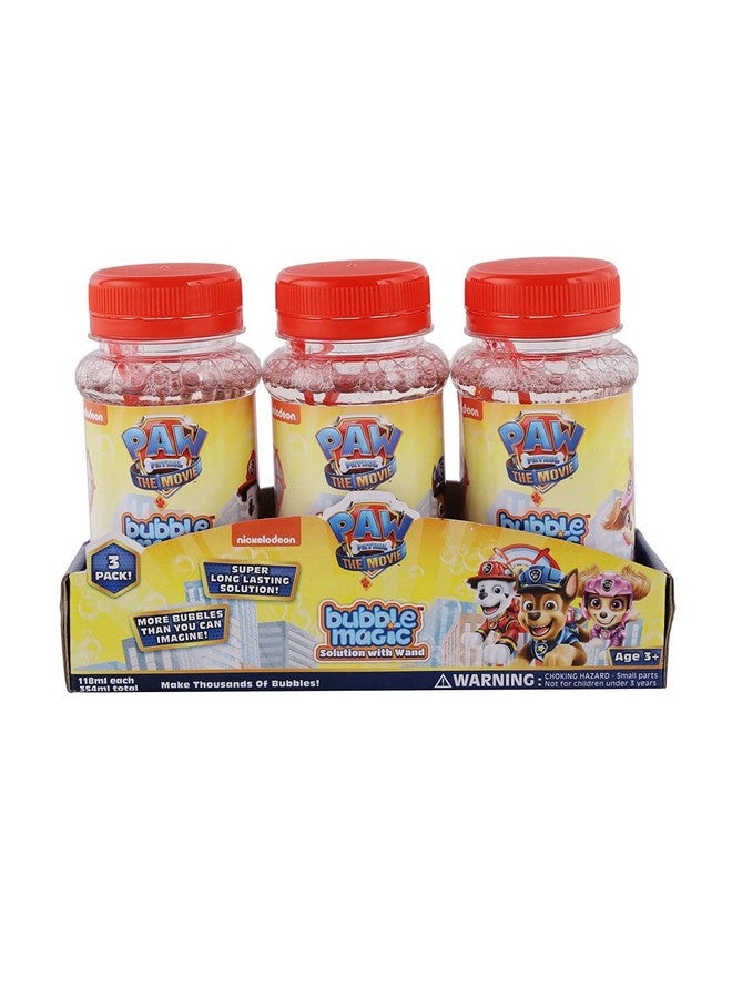 Bubble Magic Paw Patrol Solution Bottle with Wand - Pack of 3 118 ML Each, with Specially Designed Grooves to Hold More Solution, Age 3 Years and Above, Multicolor, (BM50016) - Image 1