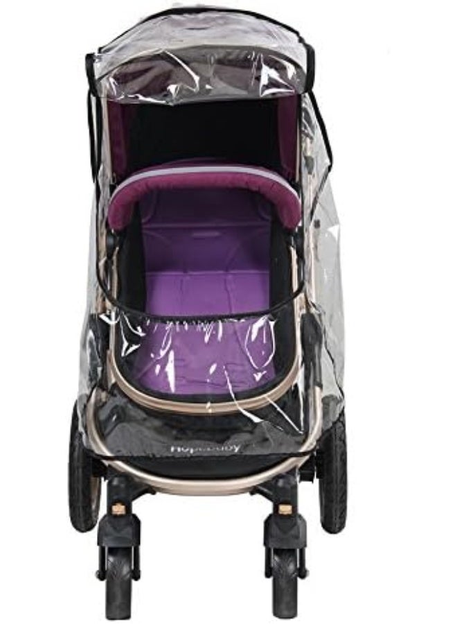 Estink Stroller Rain Cover, Universal Pram Rain Cover PVC Transparent Can Be Folded for Stroller for Baby - Image 2