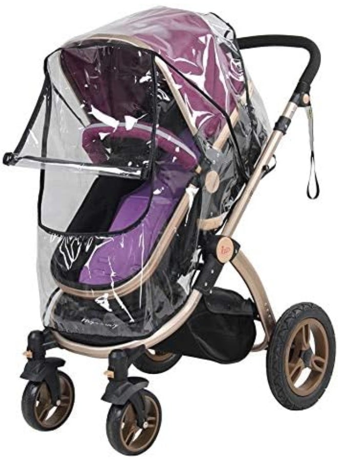 Estink Stroller Rain Cover, Universal Pram Rain Cover PVC Transparent Can Be Folded for Stroller for Baby - Image 4