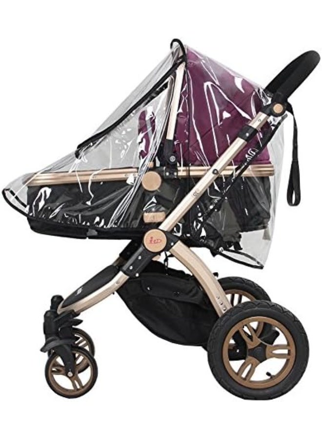 Estink Stroller Rain Cover, Universal Pram Rain Cover PVC Transparent Can Be Folded for Stroller for Baby - Image 5