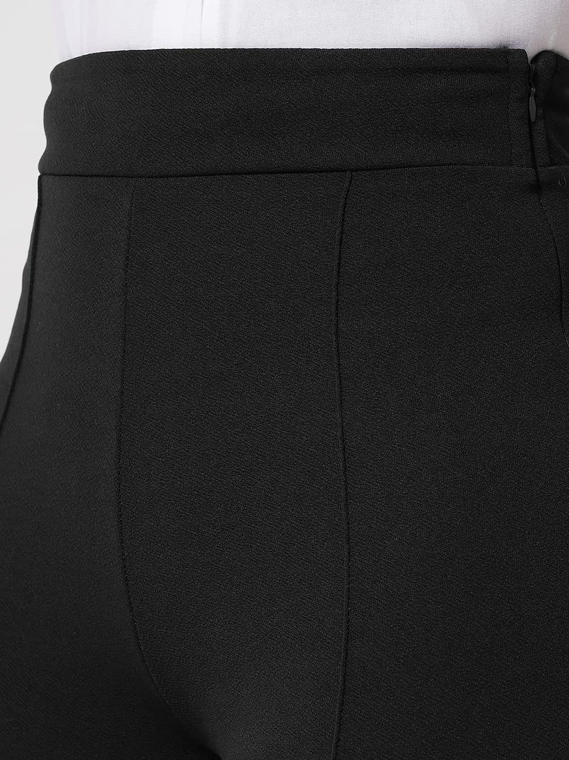 KOTTY Womens High Rise Regular Solid Trousers Jade Black - Image 4