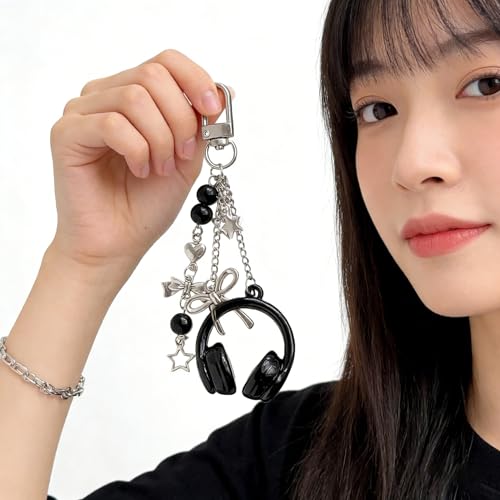 squishy 2PCS Cute Keychain, Keychain for Girls Cute, Keychains Aesthetic, Adorable Bow Design Earphone, Aesthetic Bag Charms for Women, Ideal for Accessorizing Scarves and Shawls - Image 4