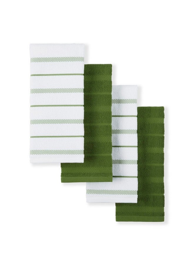 KitchenAid Albany Kitchen Towel 4-Pack Set, Matcha Green/White, 16"x26" - Image 1