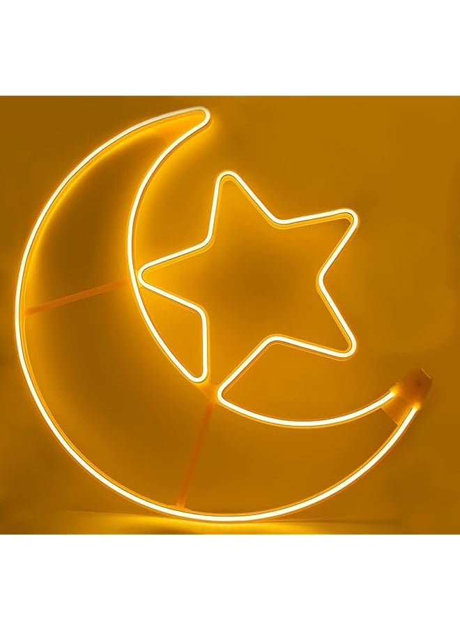 The Bros LED Crescent Moon and Star Wall Hanging Light for Ramadan & Eid - Elegant LED Décor for Home, Garden & Events  - Image 1