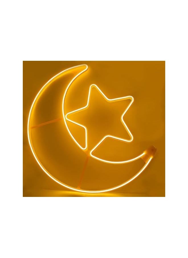 The Bros LED Crescent Moon and Star Wall Hanging Light for Ramadan & Eid - Elegant LED Décor for Home, Garden & Events  - Image 2