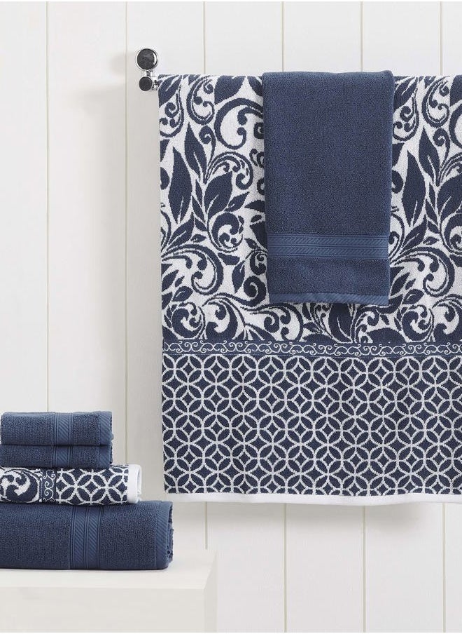Modern Threads Trefoil Filigree 6-Piece Reversible Yarn Dyed Jacquard Towel Set - Bath Towels, Hand Towels, & Washcloths - Super Absorbent & Quick Dry - 100% Combed Cotton  - Image 2