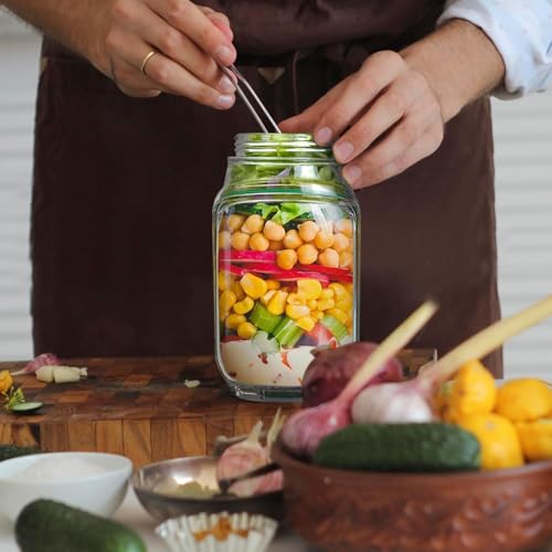 Home-Cloud HomeCloud Side-Open Mason Jar Salad Container – Leakproof Vertical Layering Jar with Built-In Dressing Cup, Reusable Portable Lunch Jar for Office, Picnic & Travel (Green, Pack of 1) - Image 2