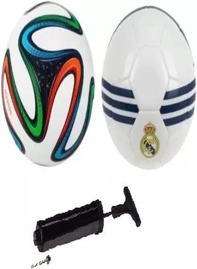 WIKIGO Set of Madrid & Multi Colour Football with Air Pump - Image 1
