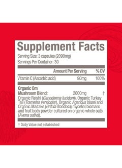 Om Mushroom Superfood Immune Defense Mushroom Capsules Superfood Supplement 90 Count 30 Days Mushroom Blend Reishi Turkey Tail Maitake Agaricus Blazei Vitamin C Vegan  - Image 5