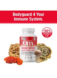 Om Mushroom Superfood Immune Defense Mushroom Capsules Superfood Supplement 90 Count 30 Days Mushroom Blend Reishi Turkey Tail Maitake Agaricus Blazei Vitamin C Vegan  - Image 3