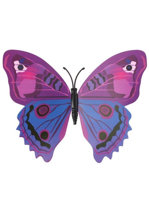 Xtore Plastic 3D Butterfly Sticker with Sticking Pad (Shimmer Purple) -Set of 12 Pieces