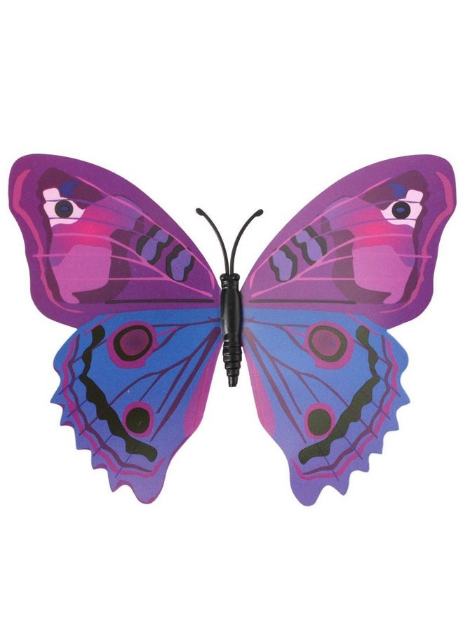 Xtore Plastic 3D Butterfly Sticker with Sticking Pad (Shimmer Purple) -Set of 12 Pieces