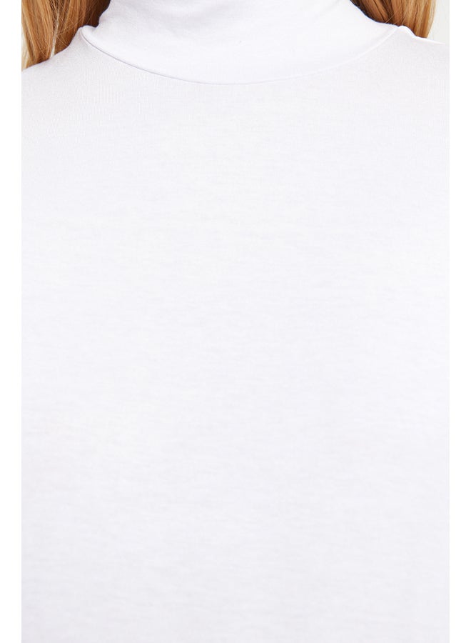 trendyol White Stand Up Collar Sleeveless Knitted Underwear Tunic TCTSS21TN0249 - Image 5