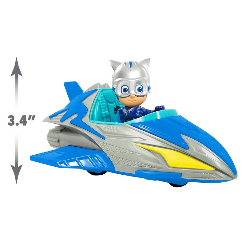 PJMASKS PJ Masks Save the Sky Cat-Car, 3-inch Cat-Boy Figure and Vehicle, Blue, Pretend Play, Kids Toys for Ages 3 Up by Just Play - Image 3