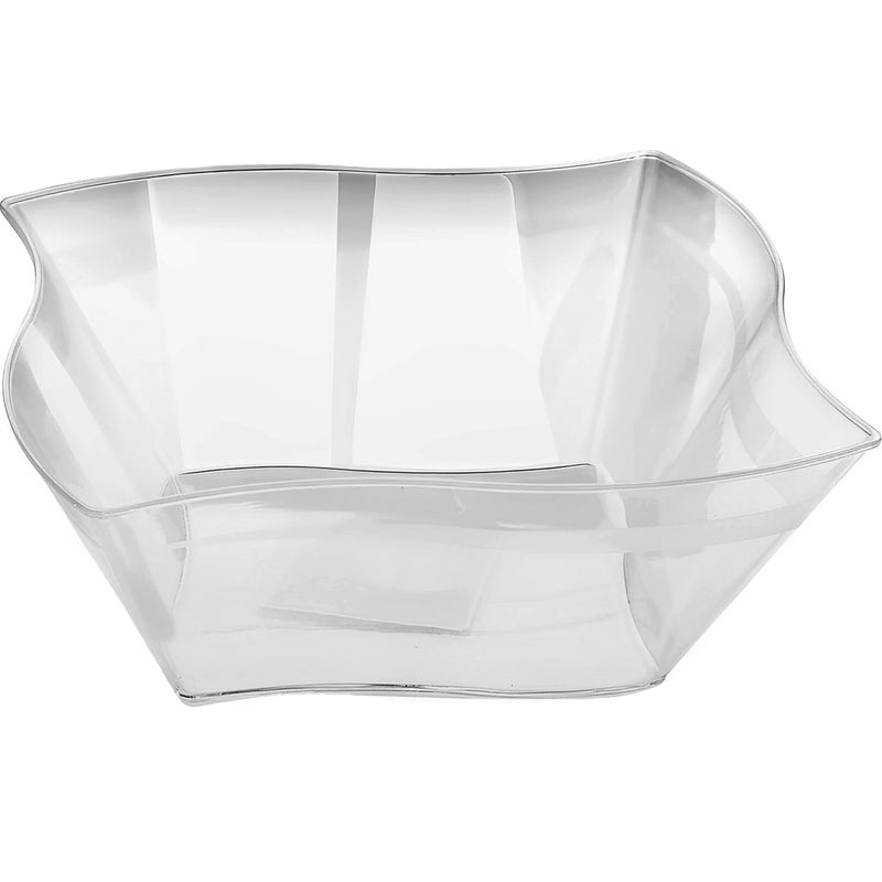 Blue Sky Clear Square Wave Plastic Serving Bowl 1 Count  Premium  Durable Clear Plastic Bowl  Perfect Snack Bowl and Salad Bowl for Birthday Wedding Themed Party  Other Event 45 oz