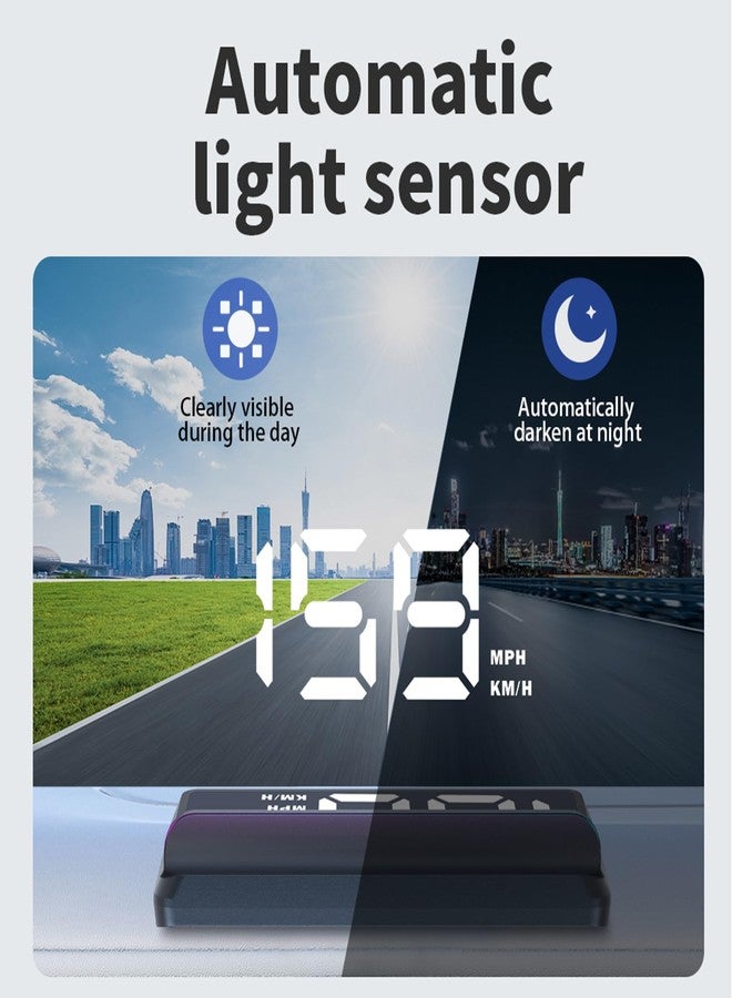 AZIJYV W2 White Heads Up Display for Cars Car Speedometer with Speed, Triple Over-Speed Alarm, Auto Light Sensor, HUD Speedometer Universal Fit for All Vehicles - Image 5
