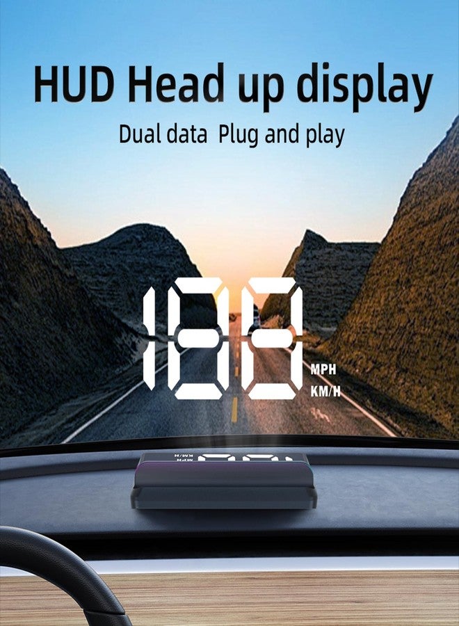 AZIJYV W2 White Heads Up Display for Cars Car Speedometer with Speed, Triple Over-Speed Alarm, Auto Light Sensor, HUD Speedometer Universal Fit for All Vehicles - Image 3