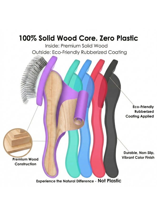 COZYGIFT Self-Cleaning Slicker Brush for Shedding Short & Long Haired Dogs, Pet Brush Kit for Grooming Large Small Breeds. Removes Loose Fur, Undercoat and Tangled Hair. Includes Bath Brush for Cats - Image 2
