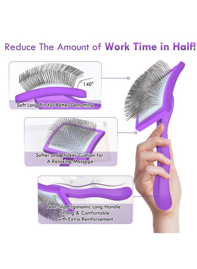 COZYGIFT Self-Cleaning Slicker Brush for Shedding Short & Long Haired Dogs, Pet Brush Kit for Grooming Large Small Breeds. Removes Loose Fur, Undercoat and Tangled Hair. Includes Bath Brush for Cats - Image 4