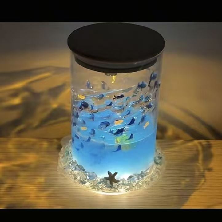 طقم مصباح ليلي دوار على شكل سمكة زرقاء - Image 2