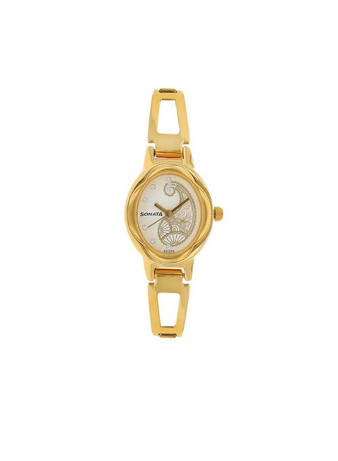 Sonata 8085YM02 Women's Analog Watch – White Dial, Gold-Toned Stainless Steel Strap, Quartz Movement, 3 ATM Water Resistance - Image 1