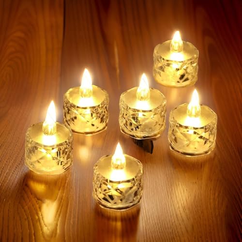 Ein Sof 36 Pcs Flameless and Smokeless Decorative Crystal Candles Transparent Acrylic Led Tea Light Candle for Decoration (36 Pieces, Yellow, 5 cm) - Image 5