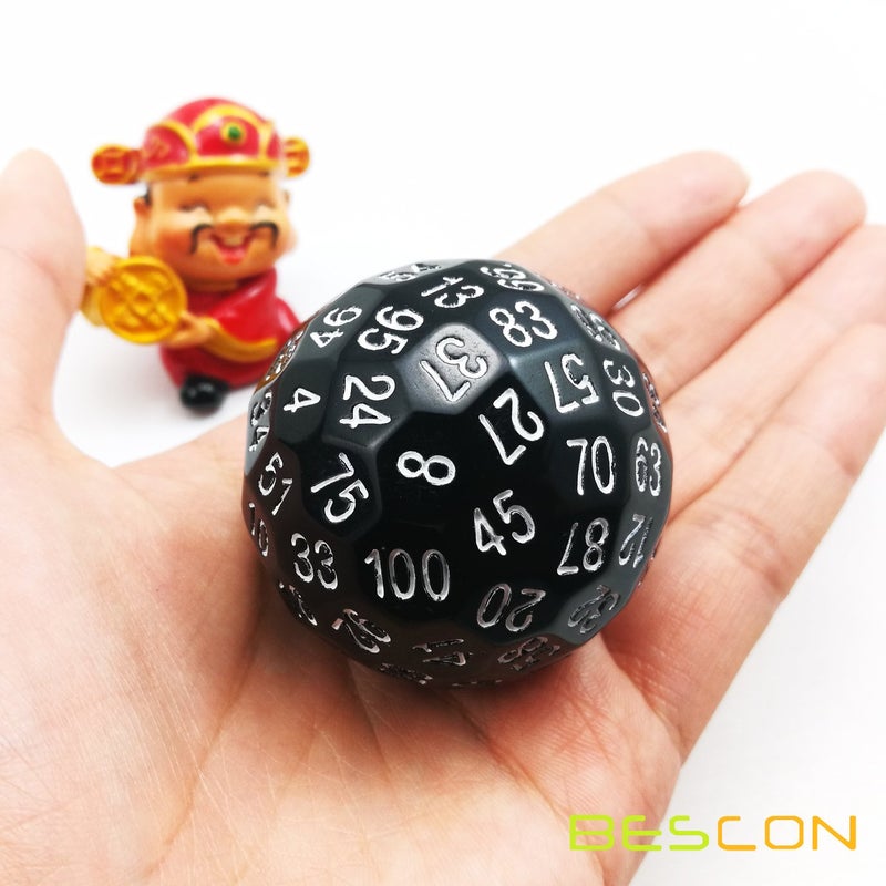Bescon Polyhedral Dice 100 Sides Dice  D100 die  100 Sided Cube  D100 Game Dice  100-Sided Cube of Black Color - Image 2