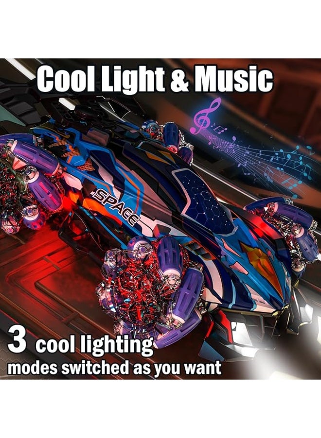 هوريكان سيارة تحكم عن بعد بتردد 2.4 جيجاهرتز، سيارة حيلة، لعبة سيارة رذاذ دخان، سيارة دفع رباعي، سيارة تحكم عن بعد مع موسيقى خفيفة، تدور 360 درجة، رذاذ لجميع التضاريس، لعبة سيارة Rc للأطفال - Image 5