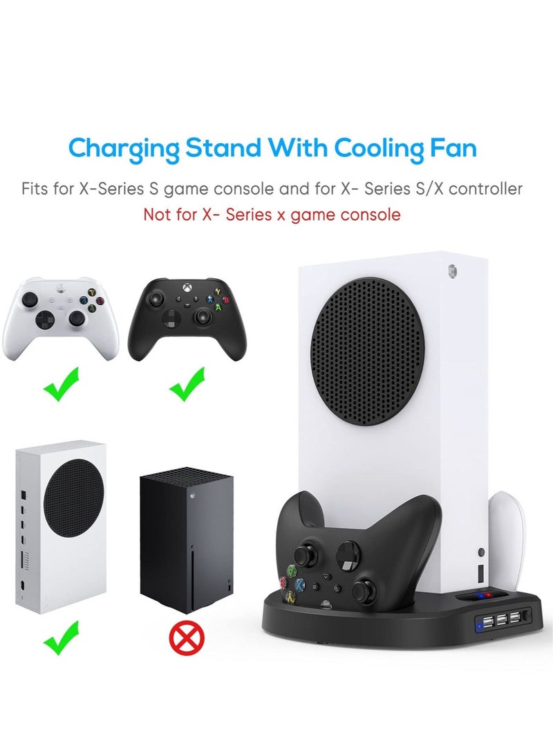 Vertical Charging Stand for Xbox Series S Controllers with Cooling Fan, Charging Station Dock with Dual Controller Charger Ports LED Indicator 3 USB Hubs - Image 4
