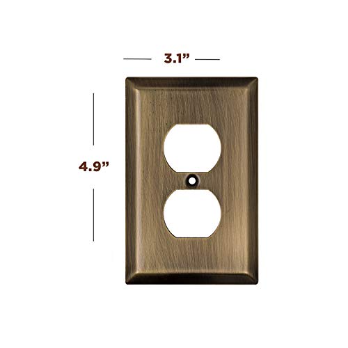 SleekLighting | Wall plates Decorative Classic Antique Brass | Electric Outlet and Switch Covers| Style: Style: 1 Gang Duplex (4 Pack) - Image 2