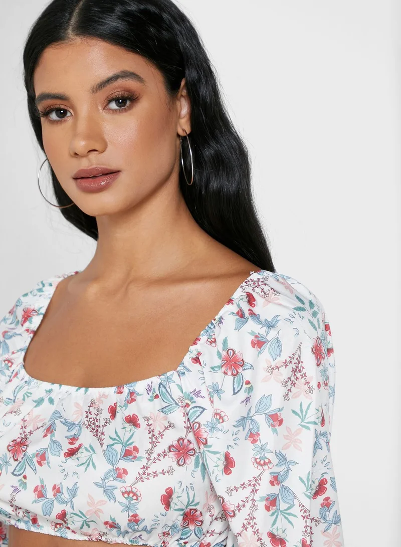 Ginger Cropped Floral Top