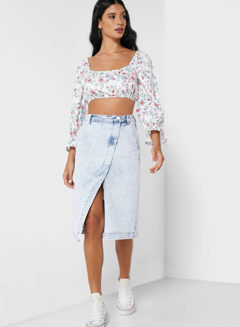 Ginger Cropped Floral Top