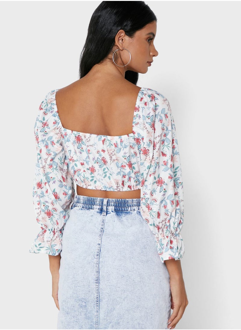 Ginger - Cropped Floral Top - Image 1
