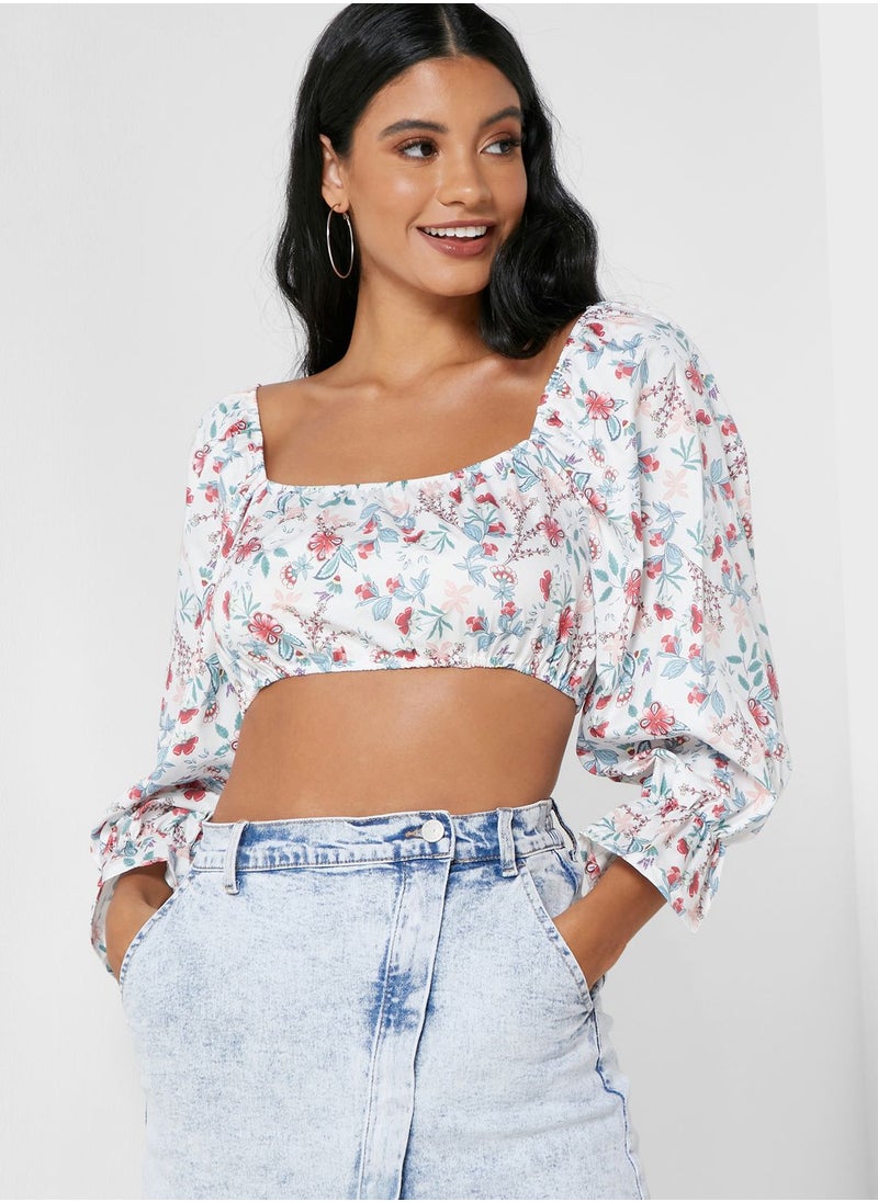Ginger - Cropped Floral Top - Image 1