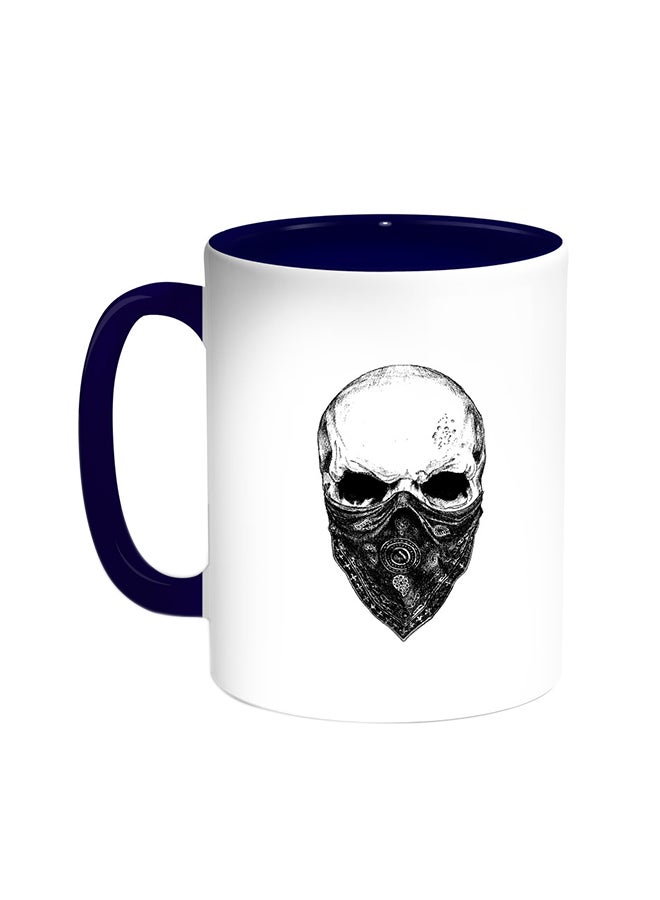 Skull Printed Coffee Mug Blue/White 11ounce