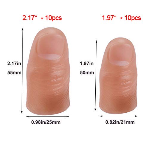 ANCIRS 20 Pcs Finger Magic Trick, 2 Sizes Fake Soft Thumb Cover, Prank Toy Tool for Making Objects Appear/Disappear - Plastic - Image 2