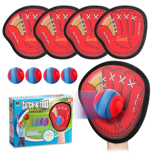 DISHIO Toss and Catch Ball Game Outdoor Kids Outdoor Games Yard Games Beach Toys Pool Toys for Family Toddler Baseball Glove Catch Ball Toys Birthday Gift for Ages 3 4 5 6 7 812 Year Old Boys Girls - Image 1