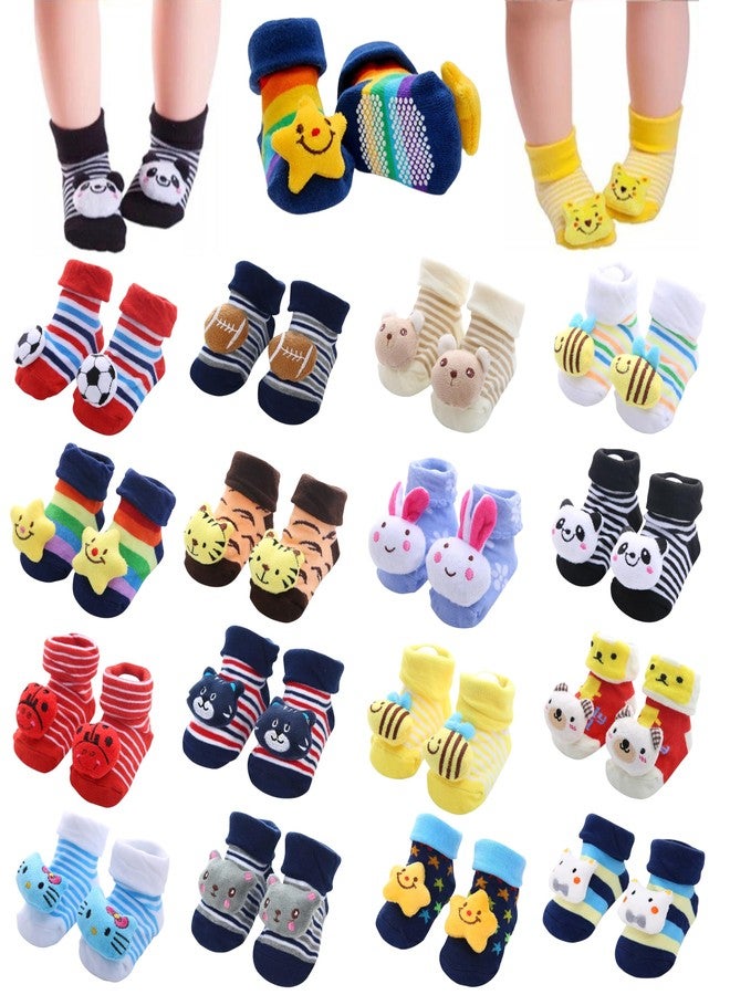 Kidbee Face Cartoon Anti Slip/Skid Socks for newborn baby Toddlers & Infant (0-12 Months) (Boys Color, 4) - Image 1