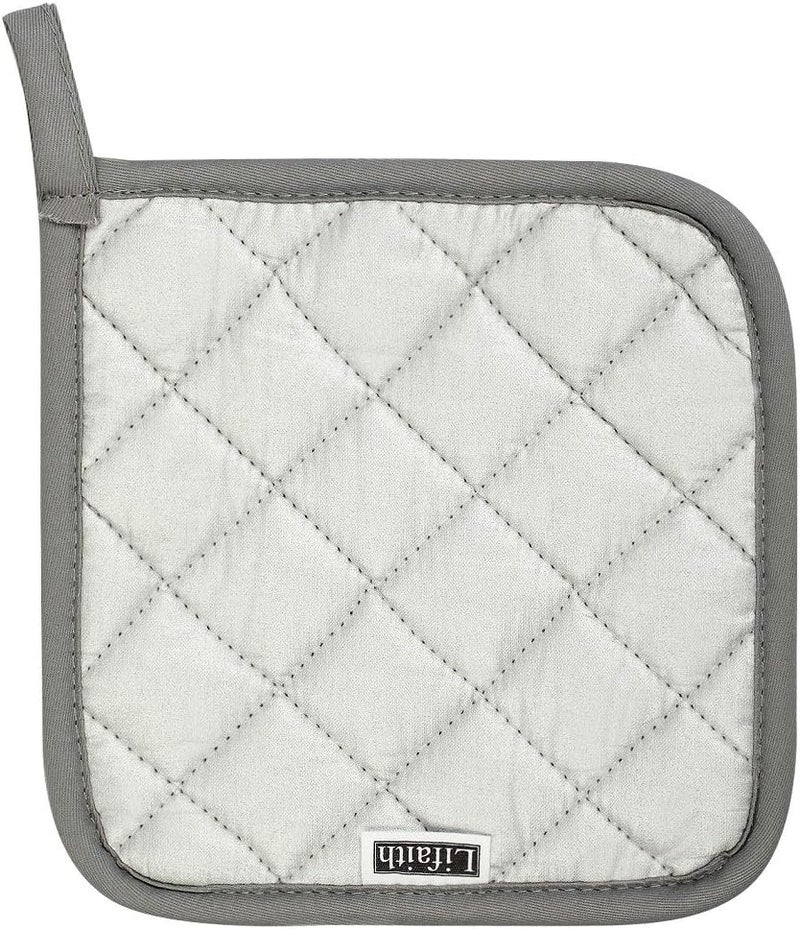 lifaith 100% Cotton Potholders Kitchen Everyday Basic Terry Pot Holder Heat Resistant Large Coaster Hot Pads Kit Trivets Set for Cooking and Baking Set of 6 Dark Grey - Image 4