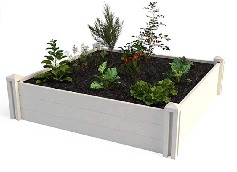 Vita Vita 4 ft x 4 ft White Vinyl Raised Garden Bed 2Pack