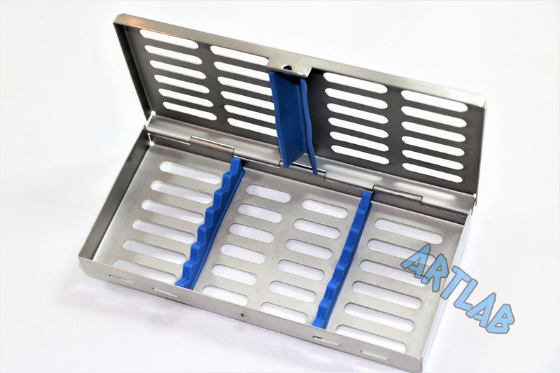 CYNAMED German Dental Autoclave Sterilization Cassette Rack Box Tray for 7 Instruments Blue - Image 4