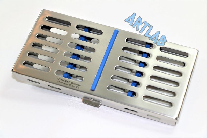 CYNAMED German Dental Autoclave Sterilization Cassette Rack Box Tray for 7 Instruments Blue - Image 2